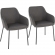 Daniella Dining Chair in Charcoal Fabric & Black Metal (Set of 2)